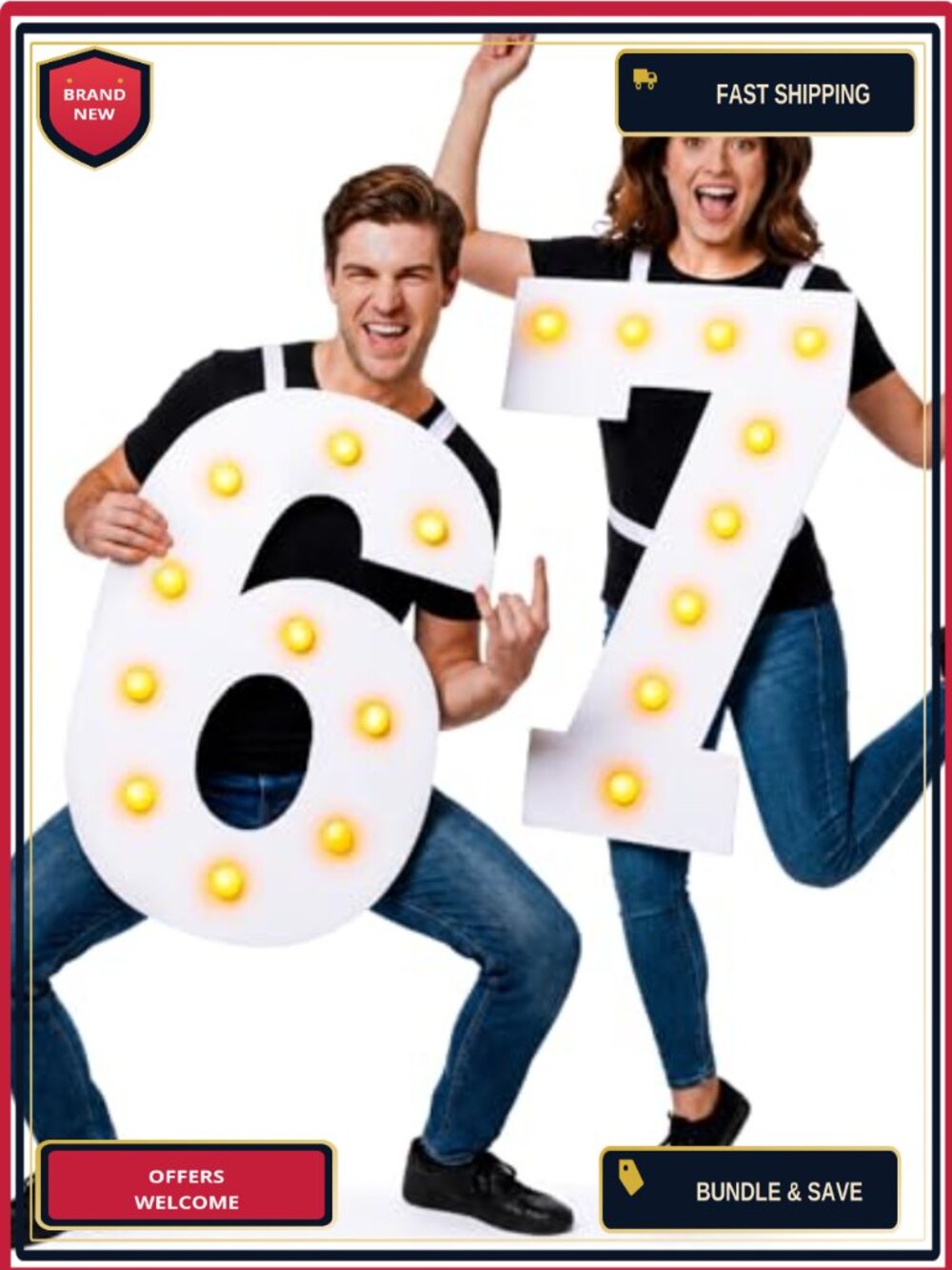 67 Couple Costume Halloween Fun Outfit Felt One Size Adult